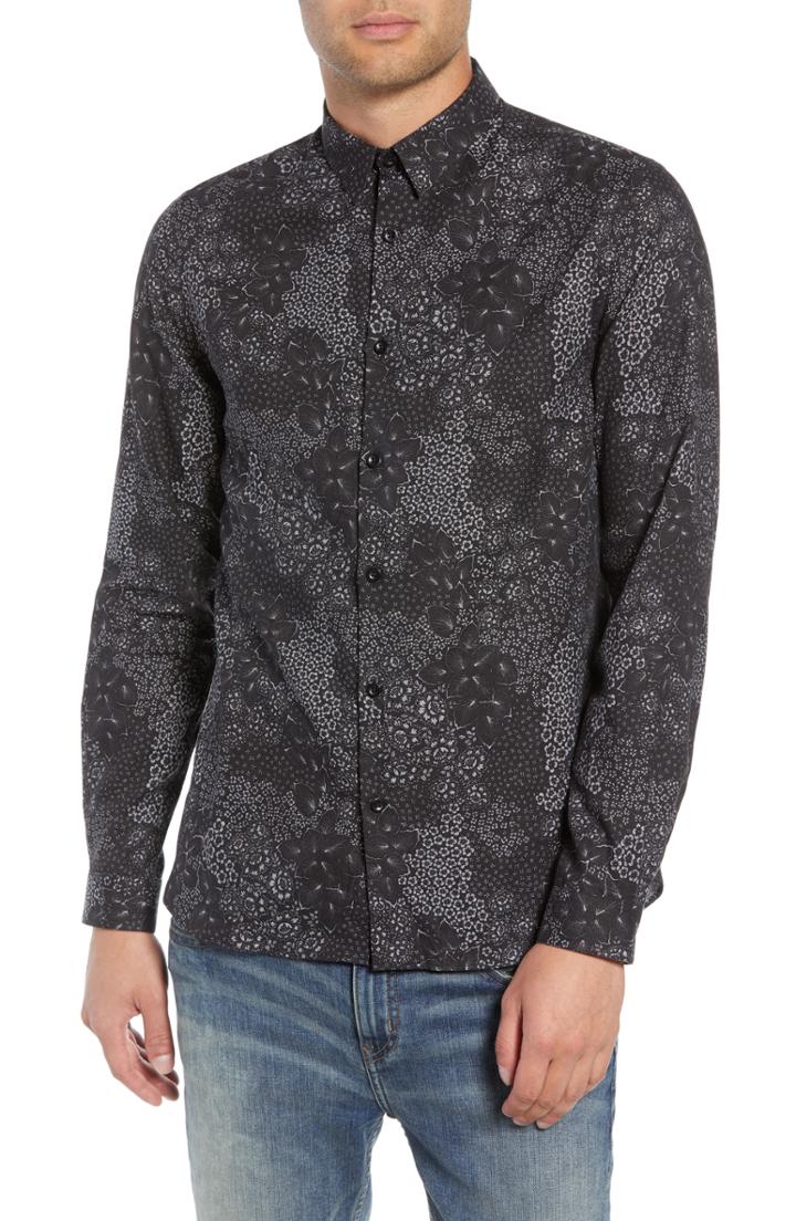Men's The Kooples Slim Fit Print Sport Shirt - Black