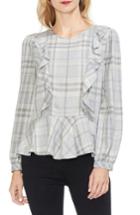Women's Vince Camuto Plaid Ruffle Top, Size - Grey