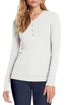 Women's Michael Stars Baby Thermal Henley, Size - Blue
