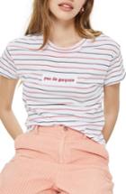 Women's Topshop Pas De Garcons Stripe T-shirt Us (fits Like 0) - White