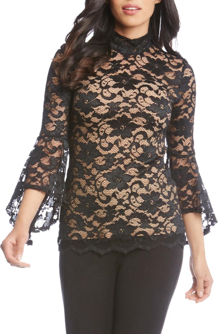 Women's Karen Kane Mock Neck Lace Top