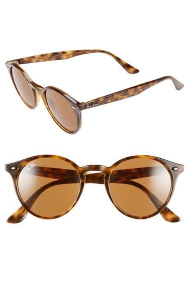 Men's Ray-ban 49mm Round Sunglasses - Havana/ Brown