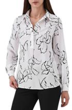 Women's Reiss Narissa Floral Print Silk Shirt Us / 4 Uk - White