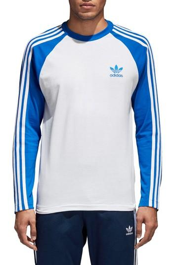 Men's Adidas Originals 3-stripes Long Sleeve T-shirt - Blue