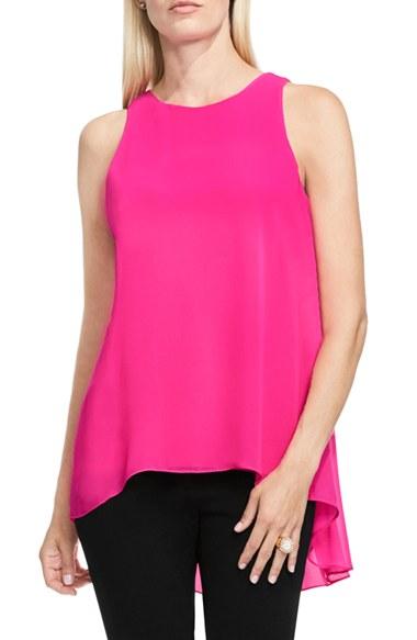 Petite Women's Vince Camuto Sleeveless Crepe High/low Top, Size P - Pink