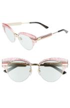 Women's Gucci 53mm Cat Eye Sunglasses - Pink/ Gold/ Black