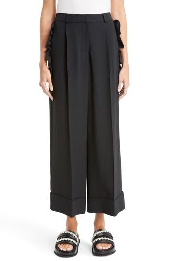 Women's Simone Rocha Ruffle Pocket Wide Leg Crop Pants Us / 6 Uk - Black