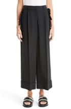 Women's Simone Rocha Ruffle Pocket Wide Leg Crop Pants Us / 6 Uk - Black
