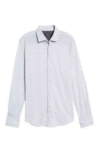 Men's Stone Rose Slim Fit Melange Print Knit Sport Shirt, Size - Grey