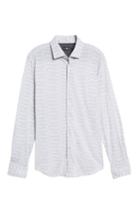 Men's Stone Rose Slim Fit Melange Print Knit Sport Shirt, Size - Grey