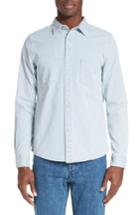 Men's A.p.c. Riga Microstripe Denim Sport Shirt - Blue