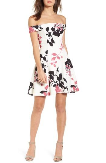 Women's Speechless Off The Shoulder Fit & Flare Dress - White