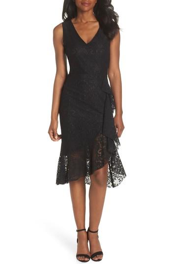 Women's Forest Lily Ruffle Lace Dress - Black