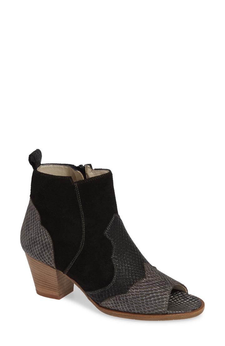 Women's Amalfi By Rangoni Concetta Peep Toe Bootie N - Black