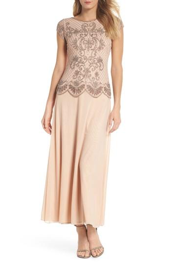 Women's Pisarro Nights Embellished Mock Two-piece Gown - Pink