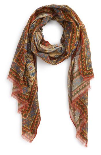 Men's Drakes Kelim Rug Print Scarf, Size - Green