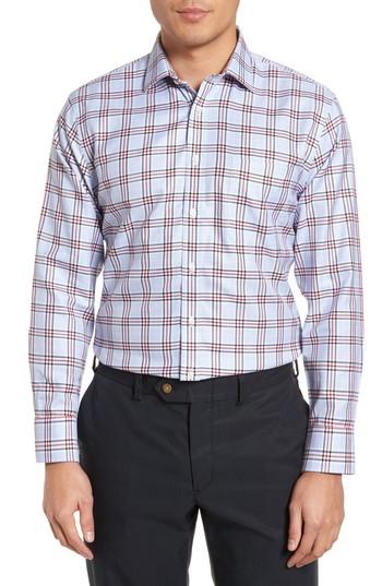 Men's Nordstrom Men's Shop Smartcare(tm) Trim Fit Plaid Dress Shirt .5 34/35 - Red