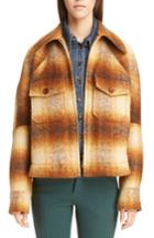 Women's Chloe Mohair Blend Check Lumber Jacket Us / 38 Fr - Brown