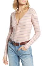 Women's Treasure & Bond Ribbed Henley Top, Size - Pink