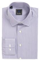 Men's David Donahue Regular Fit Stripe Dress Shirt .5 32/33 - Purple