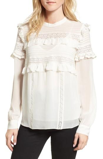 Women's Hinge Ruffle Lace Top, Size - Ivory