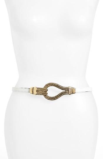 Women's Raina Eternity Leather Belt, Size - White