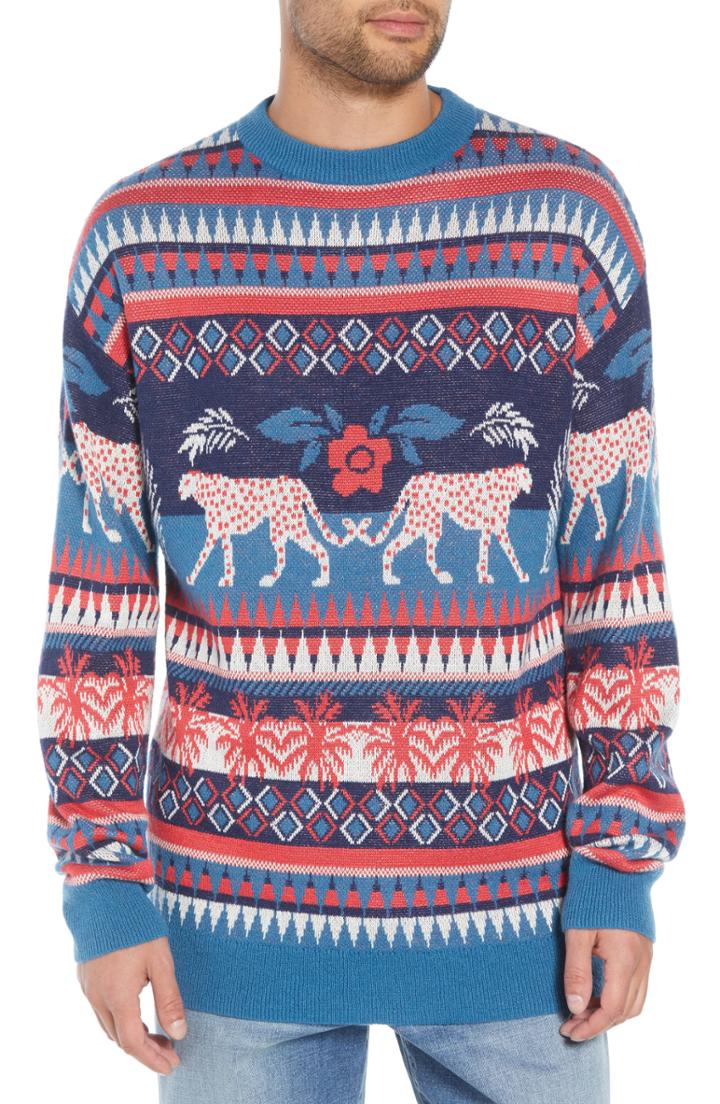 Men's The Rail Longline Fair Isle Sweater - Blue