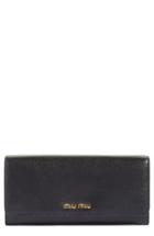 Women's Miu Miu Madras Leather Continental Wallet - Black