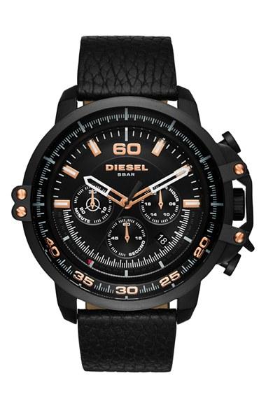 Men's Diesel Deadeye Chronograph Leather Strap Watch, 51mm