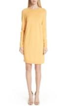 Women's St. John Collection Jersey Knit & Stretch Silk Sweater Dress, Size - Yellow