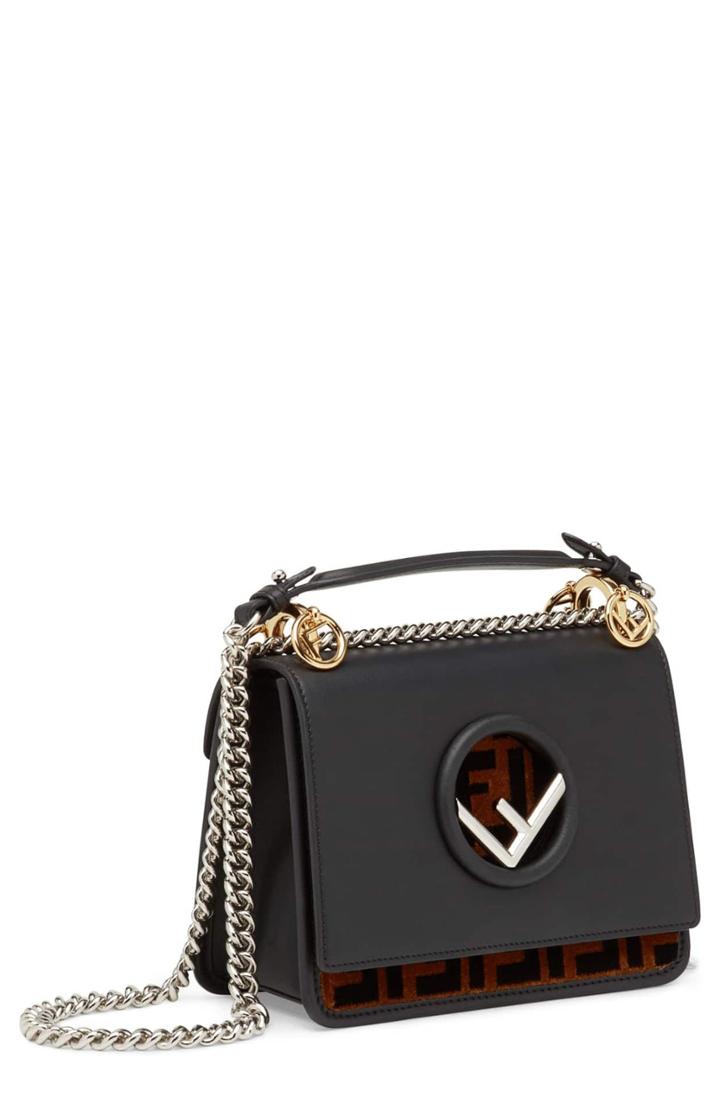 Fendi Small Kan I Logo Leather Shoulder Bag -