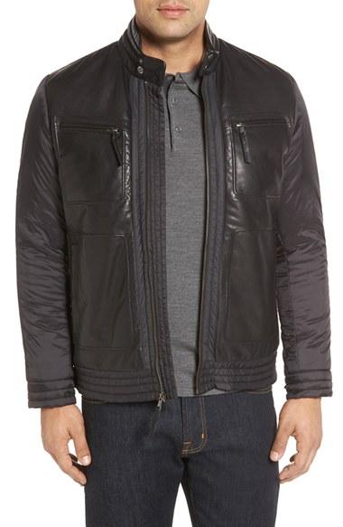 Men's Missani Le Collezioni Leather Trimmed Nylon Jacket