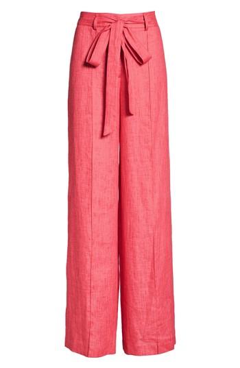 Women's Milly Hayden Belted Wide Leg Italian Linen Pants