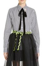 Women's Marc Jacobs Embellished Tie Neck Stripe Poplin Shirt
