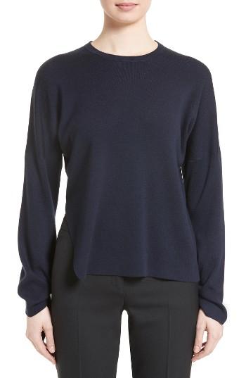 Women's Tibi Tie Sleeve Merino Wool Pullover - Blue