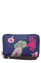Women's Marc Jacobs Morning Glories Saffiano Leather Smartphone Wristlet - Blue