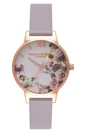Women's Olivia Burton Begin To Blush Leather Strap Watch, 30mm