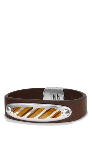 Men's David Yurman Graphic Cable Leather Id Bracelet