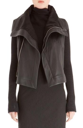 Women's Rick Owens Leather Biker Jacket Us / 40 It - Black