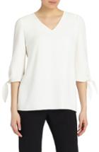 Women's Lafayette 148 New York Kenna Double Silk Georgette Blouse, Size - White