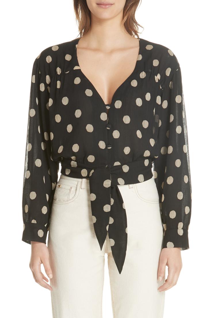 Women's Nanushka Amulet Polka Dot Tech Chiffon Blouse