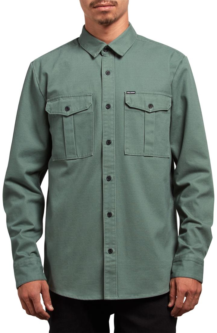 Men's Volcom Huckster Heavyweight Sport Shirt, Size - Green