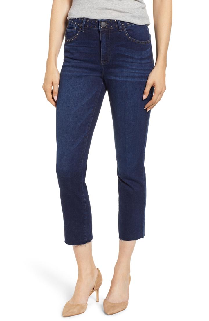 Women's Wit & Wisdom Studded High Waist Straight Leg Jeans - Blue