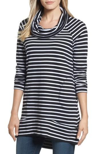 Women's Caslon Cowl Neck Tunic Sweatshirt, Size - Black