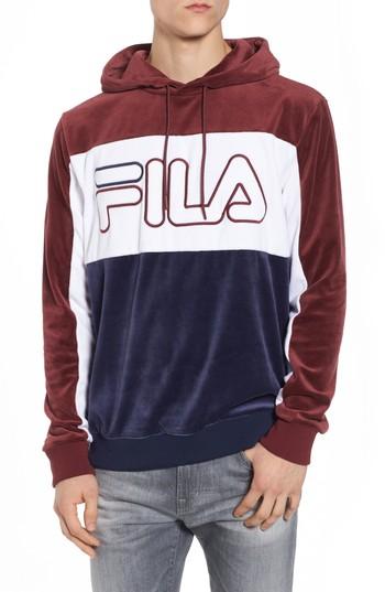 Men's Fila Baggio Velour Hoodie - Red