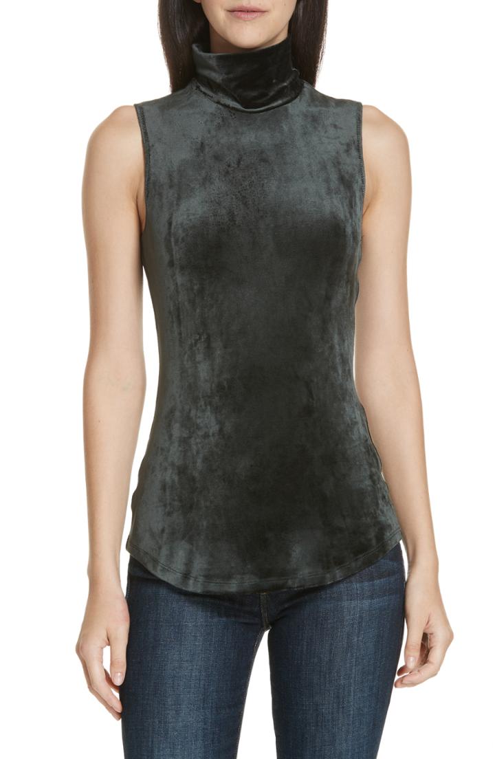 Women's Theory Slim Velour Knit Tank - Black