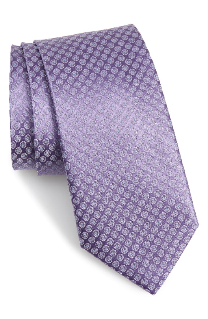 Men's Nordstrom Men's Shop Wall Street Medallion Silk Tie, Size - Purple