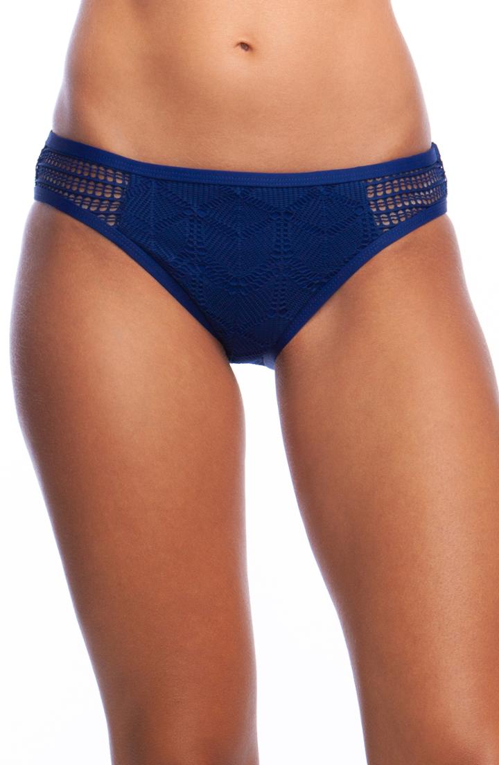 Women's La Blanca Crochet Side Hipster Bikini Bottoms - Blue