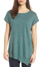 Petite Women's Eileen Fisher Cap Sleeve Organic Linen & Cotton Scoop Neck Top P - Green