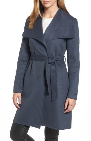 Women's Tahari Ellie Double Face Wool Blend Wrap Coat - Grey